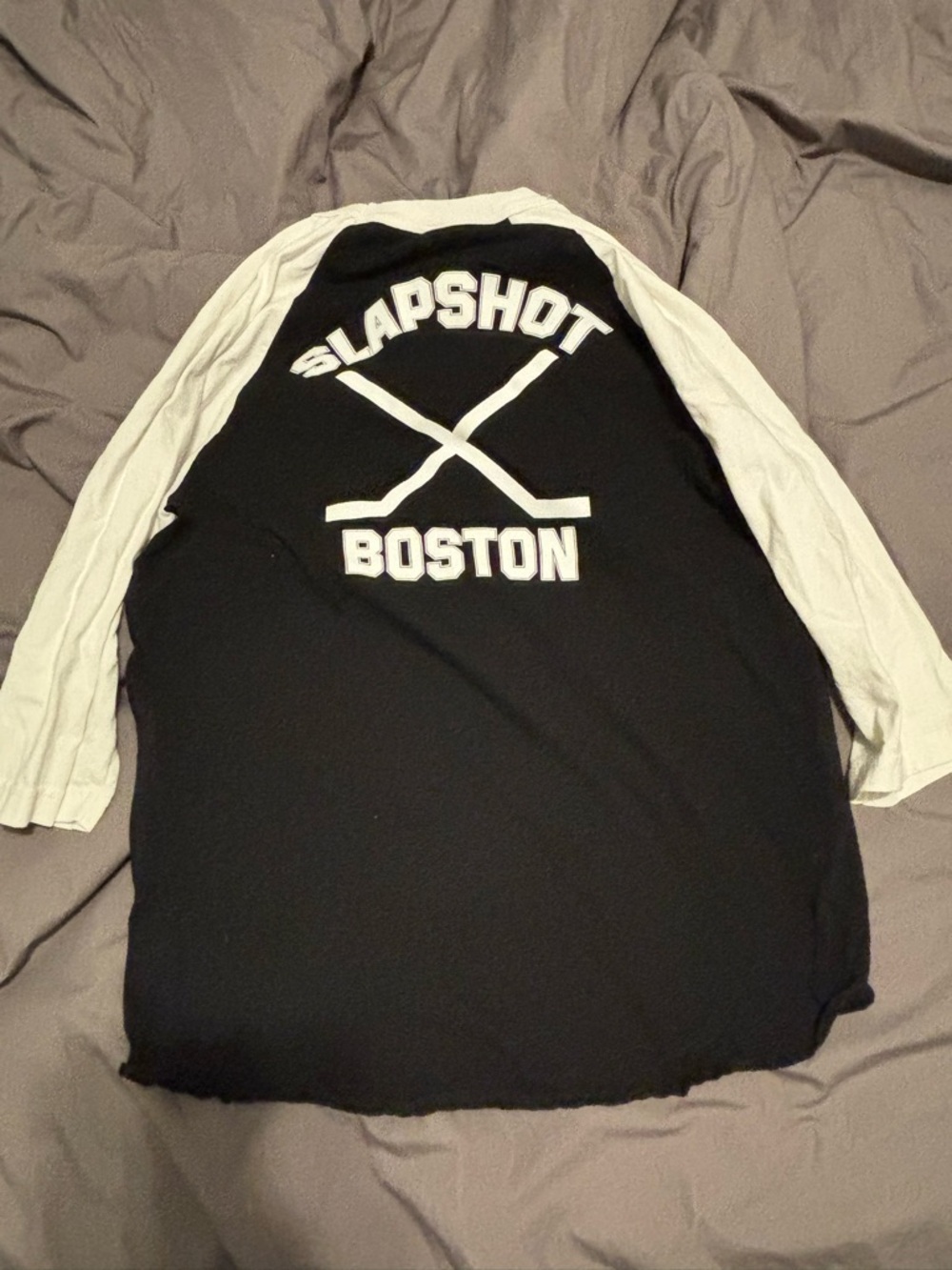 Taang! Records Slapshot Hardcore Black & White Raglan Baseball Tee - Picture 3 of 8